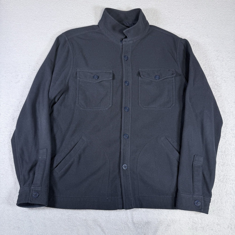 J Crew Nordic Fleece Jacket Mens Large Blue Button Up Shirt Outdoor Shacket